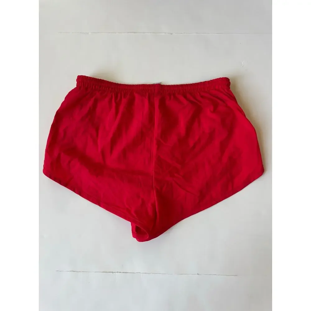 Vintage Speedo Shorts Red Nylon Dolphin Split Hem Lined 80s 90s